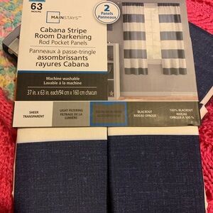 Mainstays Navy and White Cabana Stripe Curtains